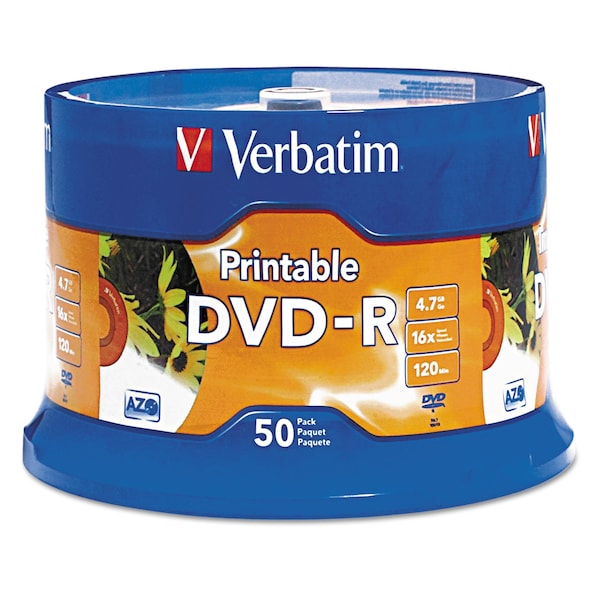 Verbatim Disc, Dvd-R, 16x, Ij, 50, White, PK50 95137 - main